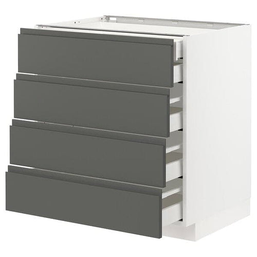METOD / MAXIMERA - Base cb 4 frnts/2 low/3 md drwrs, white/Voxtorp dark grey, 80x60 cm