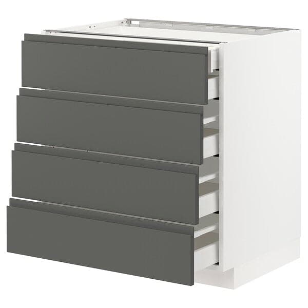 METOD / MAXIMERA - Base cb 4 frnts/2 low/3 md drwrs, white/Voxtorp dark grey, 80x60 cm