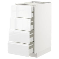 METOD / MAXIMERA base cb 4 frnts/2 low/3 md drwrs, white/Voxtorp high-gloss/white, 40x60 cm