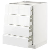 METOD / MAXIMERA base cb 4 frnts/2 low/3 md drwrs, white/Voxtorp high-gloss/white, 60x60 cm