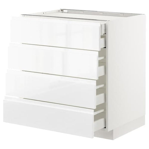 METOD / MAXIMERA base cb 4 frnts/2 low/3 md drwrs, white/Voxtorp high-gloss/white, 80x60 cm