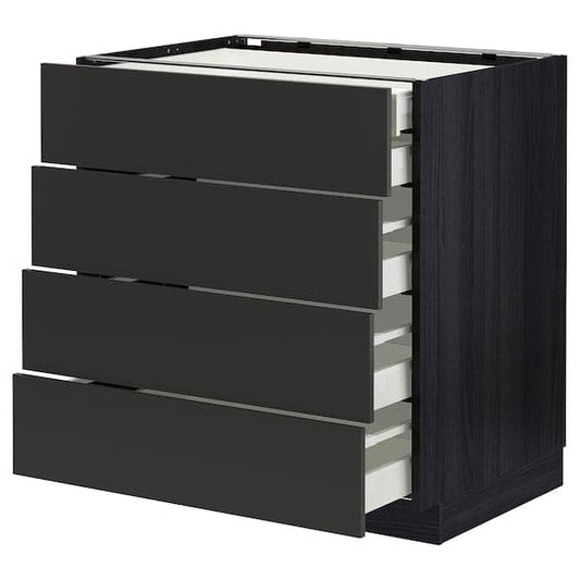 Ikea METOD / MAXIMERA - Base cb 4 frnts/2 low/3 md drwrs, black/Nickebo matt anthracite, 80x60 cm