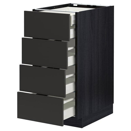 METOD / MAXIMERA - Base cb 4 frnts/2 low/3 md drwrs, black/Nickebo matt anthracite, 40x60 cm - best price from Maltashopper.com 59497418