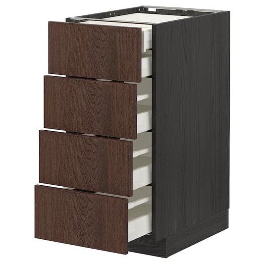 Ikea METOD / MAXIMERA - Base cb 4 frnts/2 low/3 md drwrs, black/Sinarp brown, 40x60 cm