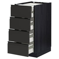 METOD / MAXIMERA base cb 4 frnts/2 low/3 md drwrs, black/Upplöv matt anthracite, 40.0x80.0x60.0 cm