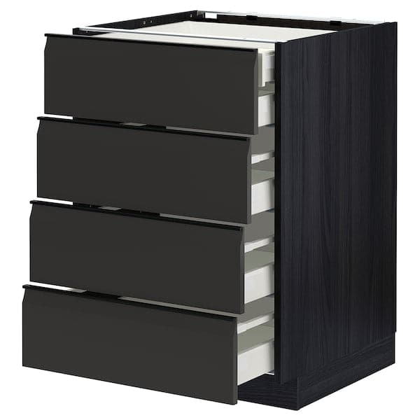 Ikea METOD / MAXIMERA - Base cb 4 frnts/2 low/3 md drwrs, black/Upplöv matt anthracite, 60x60 cm