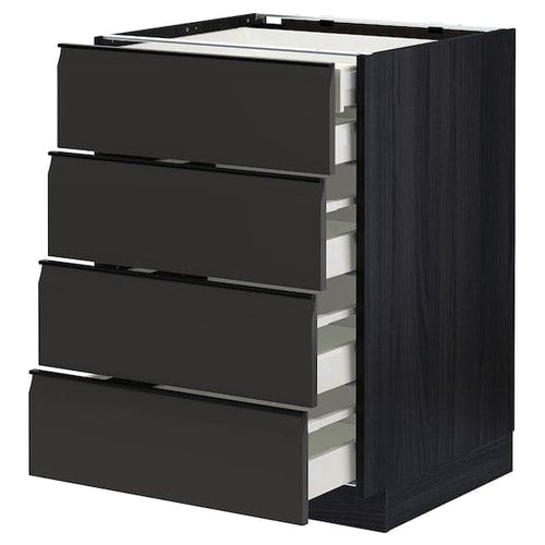 METOD / MAXIMERA - Base cb 4 frnts/2 low/3 md drwrs, black/Upplöv matt anthracite, 60x60 cm