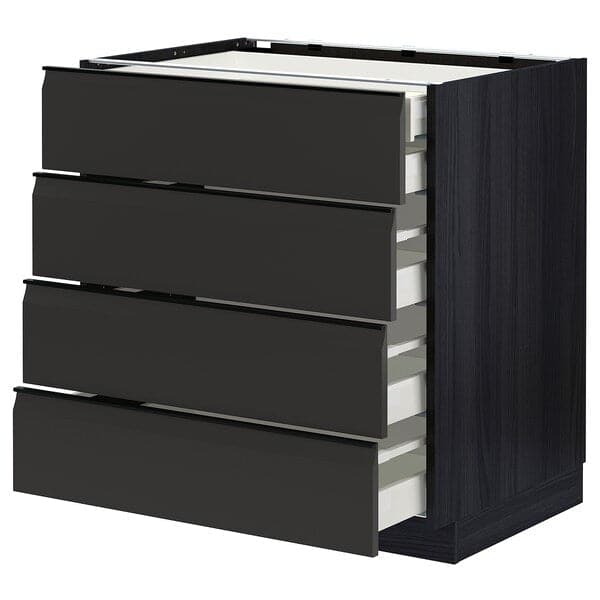 Ikea METOD / MAXIMERA - Base cb 4 frnts/2 low/3 md drwrs, black/Upplöv matt anthracite, 80x60 cm