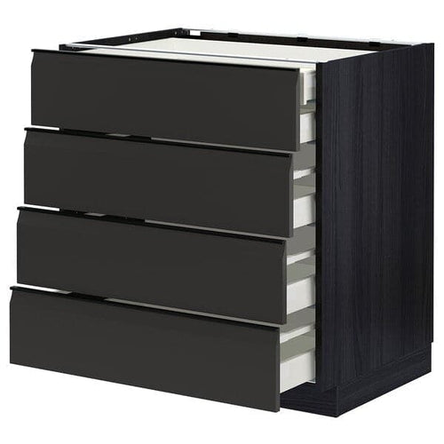 METOD / MAXIMERA - Base cb 4 frnts/2 low/3 md drwrs, black/Upplöv matt anthracite, 80x60 cm