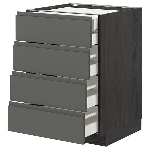 METOD / MAXIMERA - Base cb 4 frnts/2 low/3 md drwrs, black/Voxtorp dark grey, 60x60 cm - best price from Maltashopper.com 29309918
