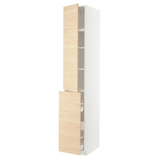 Ikea METOD / MAXIMERA - Hc w p-o func 3drw/1dr/2shlv, white/Askersund light ash effect, 40x60x240 cm