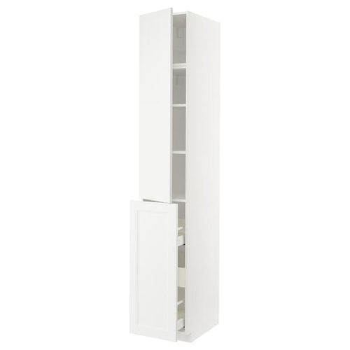 METOD / MAXIMERA - Hc w p-o func 3drw/1dr/2shlv, white/Axstad matt white, 40x60x240 cm