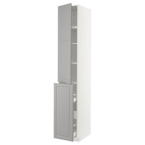 METOD / MAXIMERA - Hc w p-o func 3drw/1dr/2shlv, white/Bodbyn grey , 40x60x240 cm