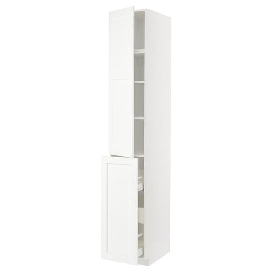 Ikea METOD / MAXIMERA - Hc w p-o func 3drw/1dr/2shlv, white Enköping/white wood effect, 40x60x240 cm