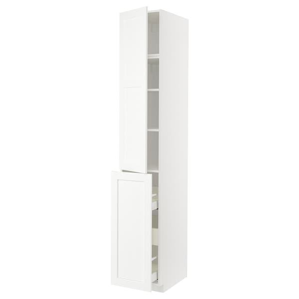 METOD / MAXIMERA - Hc w p-o func 3drw/1dr/2shlv, white Enköping/white wood effect, 40x60x240 cm