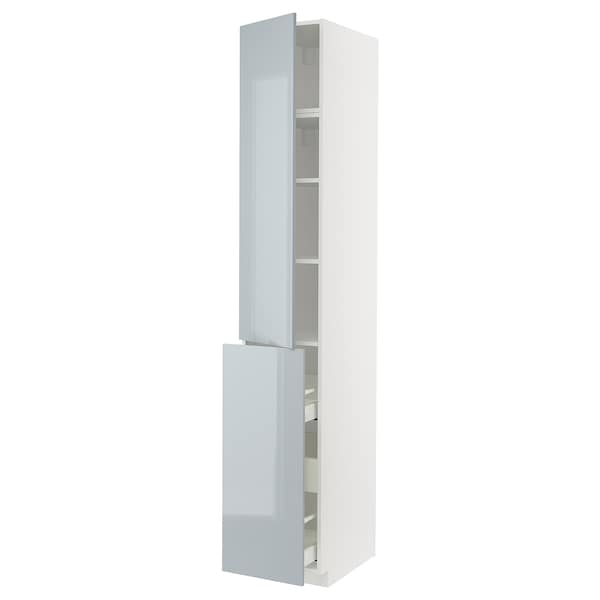 METOD / MAXIMERA - Hc w p-o func 3drw/1dr/2shlv, white/Kallarp light grey-blue, 40x60x240 cm - best price from Maltashopper.com 89479413