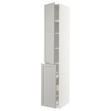 METOD / MAXIMERA hc w p-o func 3drw/1dr/2shlv, white/Lerhyttan light grey, 40x60x240 cm