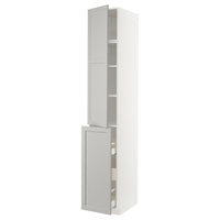 METOD / MAXIMERA hc w p-o func 3drw/1dr/2shlv, white/Lerhyttan light grey, 40x60x240 cm