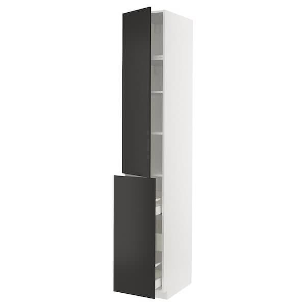Ikea METOD / MAXIMERA - Hc w p-o func 3drw/1dr/2shlv, white/Nickebo matt anthracite , 40x60x240 cm