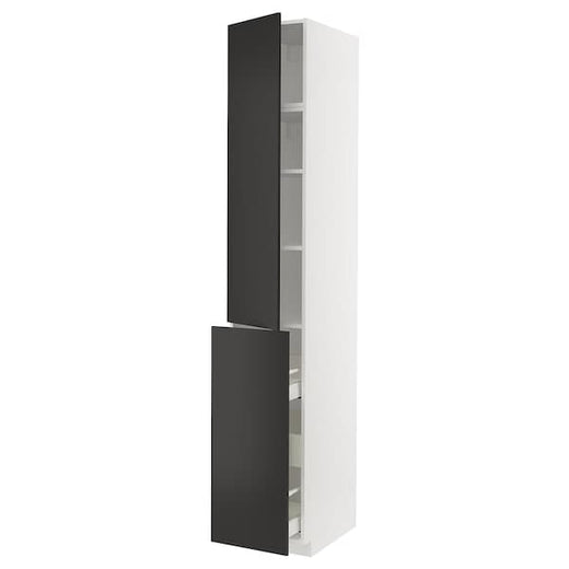 METOD / MAXIMERA hc w p-o func 3drw/1dr/2shlv, white/Nickebo matt anthracite, 40x60x240 cm