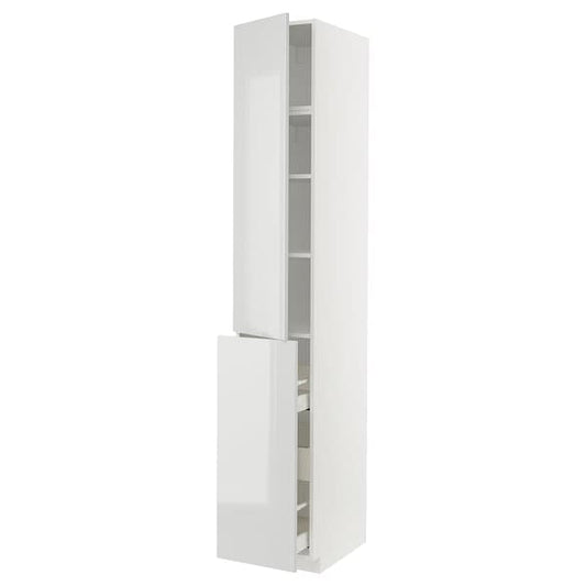 Ikea METOD / MAXIMERA - Hc w p-o func 3drw/1dr/2shlv, white/Ringhult light grey, 40x60x240 cm