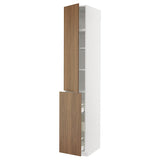 METOD / MAXIMERA hc w p-o func 3drw/1dr/2shlv, white/Tistorp brown walnut effect, 40x60x240 cm