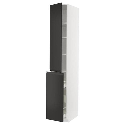 METOD / MAXIMERA - Hc w p-o func 3drw/1dr/2shlv, white/Upplöv matt anthracite, 40x60x240 cm