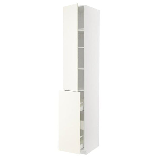 METOD / MAXIMERA - Hc w p-o func 3drw/1dr/2shlv, white/Vallstena white, 40x60x240 cm - best price from Maltashopper.com 99507038