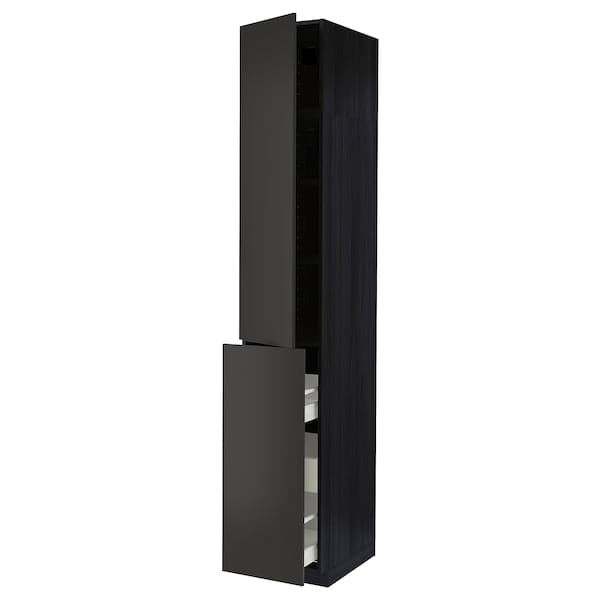 METOD / MAXIMERA - Hc w p-o func 3drw/1dr/2shlv, black/Nickebo matt anthracite, 40x60x240 cm - best price from Maltashopper.com 69499049