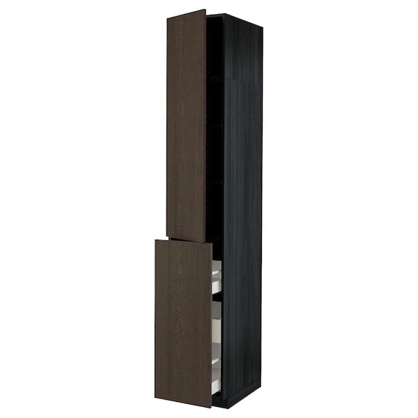 METOD / MAXIMERA - Hc w p-o func 3drw/1dr/2shlv, black/Sinarp brown , 40x60x240 cm - best price from Maltashopper.com 49462971