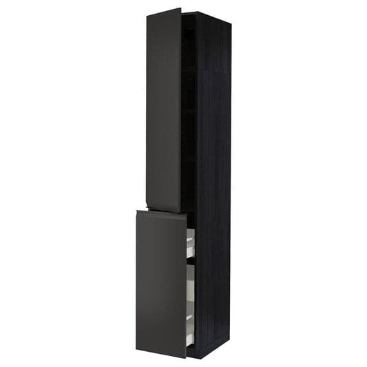 Ikea METOD / MAXIMERA - Hc w p-o func 3drw/1dr/2shlv, black/Upplöv matt anthracite, 40x60x240 cm