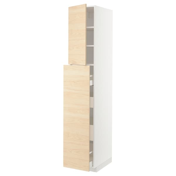 METOD / MAXIMERA - Hc w p-o func 4drw/1dr/2shlv, white/Askersund light ash effect, 40x60x220 cm