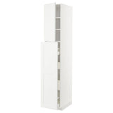 METOD / MAXIMERA hc w p-o func 4drw/1dr/2shlv, white/Axstad matt white, 40x60x220 cm