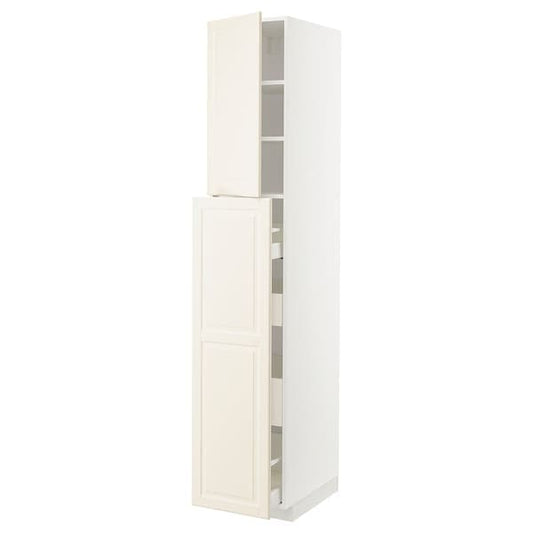 METOD / MAXIMERA - Hc w p-o func 4drw/1dr/2shlv, white/Bodbyn off-white, 40x60x220 cm - best price from Maltashopper.com 09464590