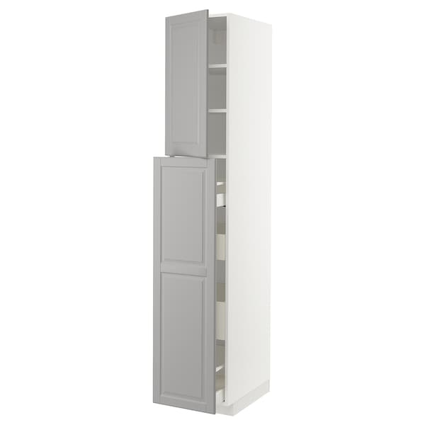 METOD / MAXIMERA - Hc w p-o func 4drw/1dr/2shlv, white/Bodbyn grey , 40x60x220 cm - best price from Maltashopper.com 19455806