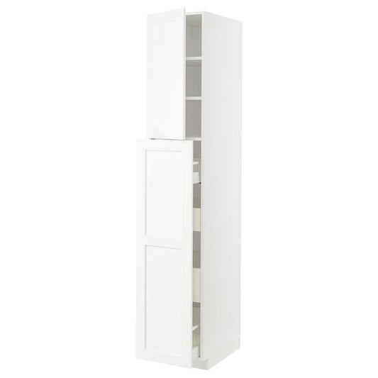 METOD / MAXIMERA - Hc w p-o func 4drw/1dr/2shlv, white Enköping/white wood effect, 40x60x220 cm - best price from Maltashopper.com 49473333