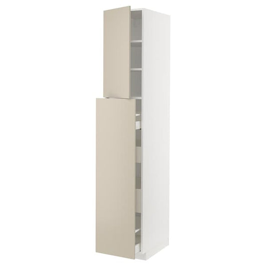 METOD / MAXIMERA - Hc w p-o func 4drw/1dr/2shlv, white/Havstorp beige, 40x60x220 cm - best price from Maltashopper.com 39504127