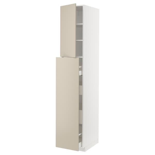 METOD / MAXIMERA - Hc w p-o func 4drw/1dr/2shlv, white/Havstorp beige, 40x60x220 cm