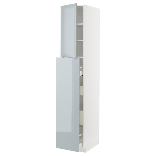 METOD / MAXIMERA - Hc w p-o func 4drw/1dr/2shlv, white/Kallarp light grey-blue, 40x60x220 cm - best price from Maltashopper.com 69479414