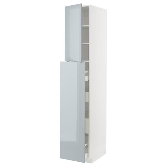 METOD / MAXIMERA - Hc w p-o func 4drw/1dr/2shlv, white/Kallarp light grey-blue, 40x60x220 cm - best price from Maltashopper.com 69479414