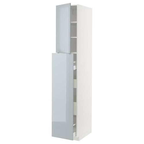 METOD / MAXIMERA - METOD / MAXIMERA Hc w p-o func 4drw/1dr/2shlv, white/Kallarp light grey-blue, 40x60x220 cm