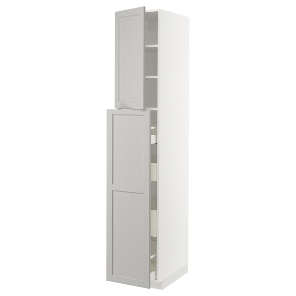 Ikea METOD / MAXIMERA - Hc w p-o func 4drw/1dr/2shlv, white/Lerhyttan light grey , 40x60x220 cm