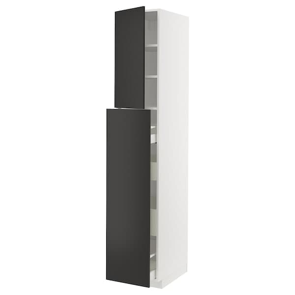 Ikea METOD / MAXIMERA - Hc w p-o func 4drw/1dr/2shlv, white/Nickebo matt anthracite, 40x60x220 cm