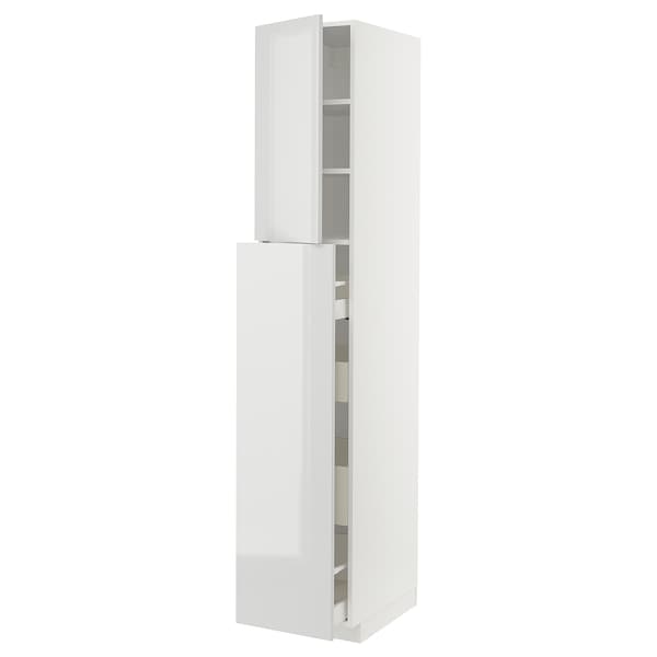 Ikea METOD / MAXIMERA - Hc w p-o func 4drw/1dr/2shlv, white/Ringhult light grey, 40x60x220 cm