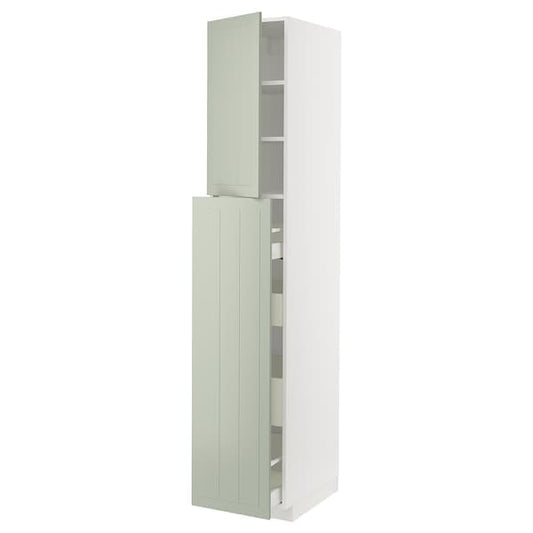 Ikea METOD / MAXIMERA - Hc w p-o func 4drw/1dr/2shlv, white/Stensund light green, 40x60x220 cm