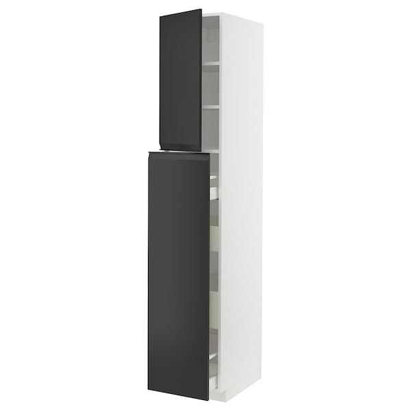 METOD / MAXIMERA - Hc w p-o func 4drw/1dr/2shlv, white/Upplöv matt anthracite, 40x60x220 cm - best price from Maltashopper.com 99494012