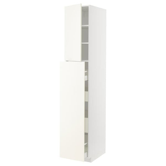 METOD / MAXIMERA - Hc w p-o func 4drw/1dr/2shlv, white/Vallstena white, 40x60x220 cm - best price from Maltashopper.com 79507039