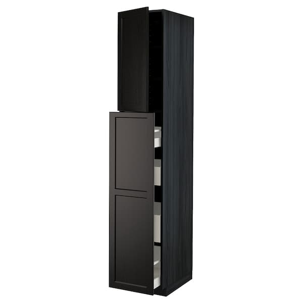 METOD / MAXIMERA hc w p-o func 4drw/1dr/2shlv, black/Lerhyttan black stained