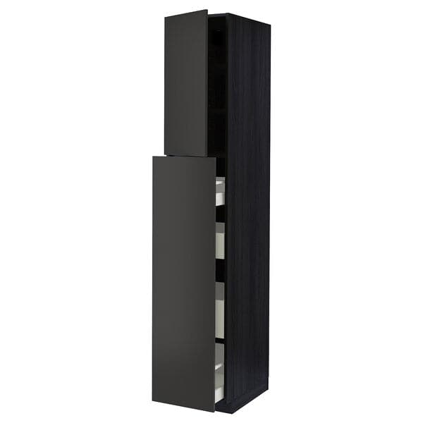 METOD / MAXIMERA - Hc w p-o func 4drw/1dr/2shlv, black/Nickebo matt anthracite, 40x60x220 cm - best price from Maltashopper.com 89497638