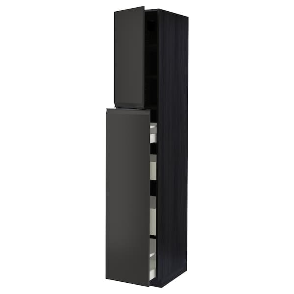Ikea METOD / MAXIMERA - Hc w p-o func 4drw/1dr/2shlv, black/Upplöv matt anthracite, 40x60x220 cm